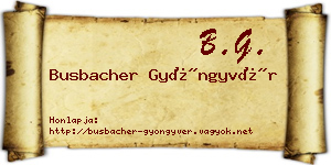 Busbacher Gyöngyvér névjegykártya